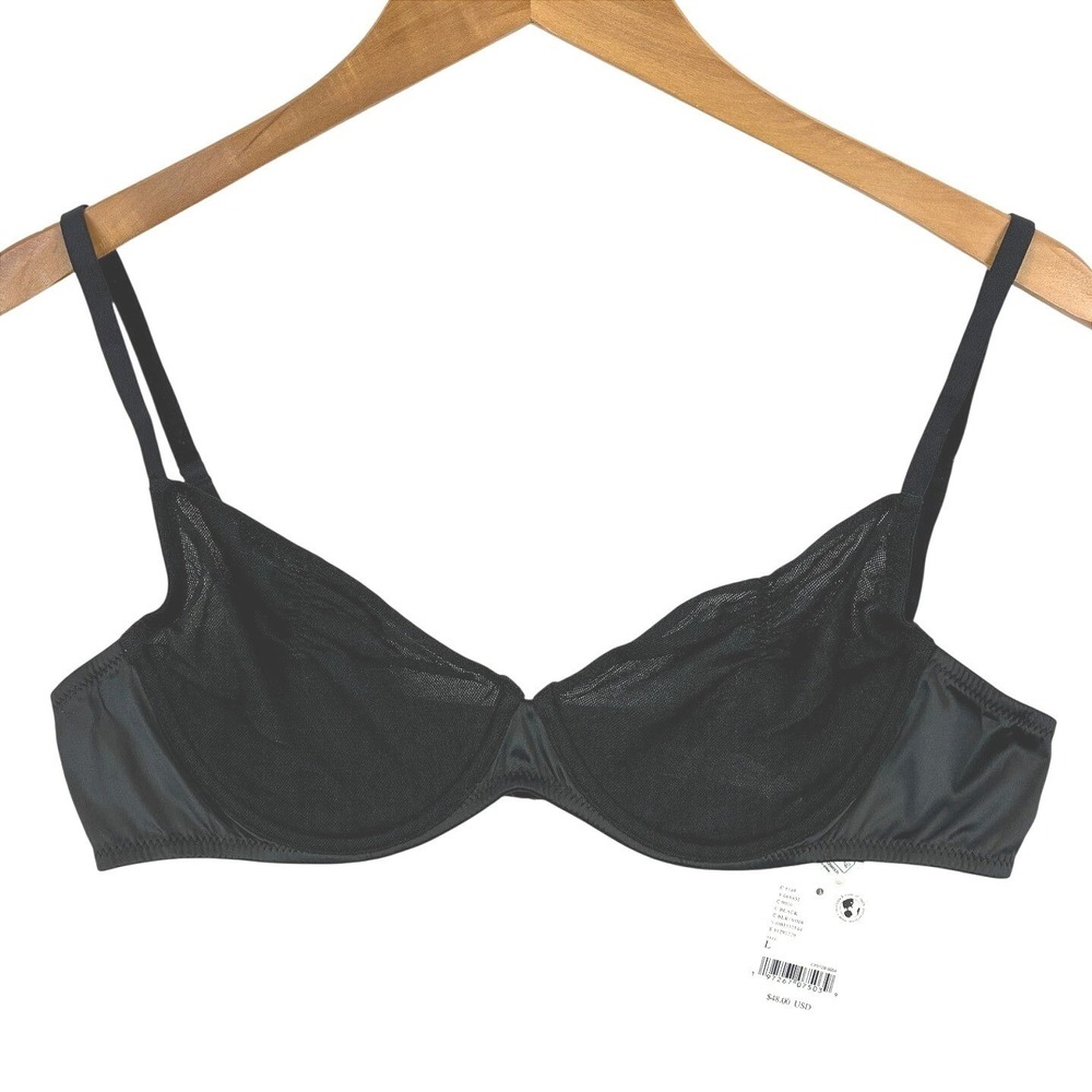 Free People Intimately Underwire Sheer Mesh Bra Womens L Black Lingerie NWT